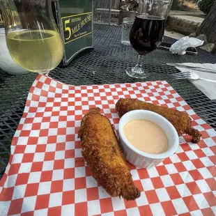 Jalapeño poppers are large and freshly made! Not too spicy!