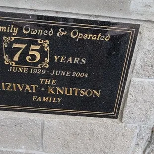 a plaque on a wall