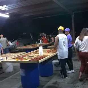 Tables set set up out back