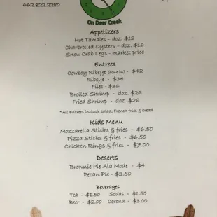 the menu