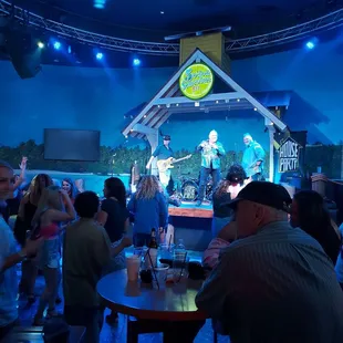 a band playing on stage