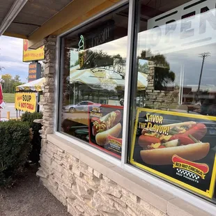 two hot dogs in a bun