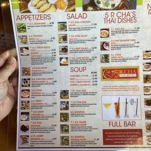 Appetizers, salads, Thai dishes menu april 2021