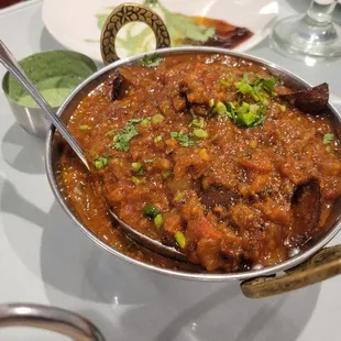 Khatta Meetha Baingan is a baby eggplant dish $15