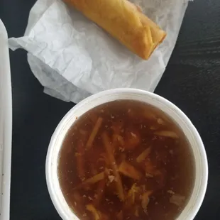 Crispy Egg Roll Hot and Sour Soup