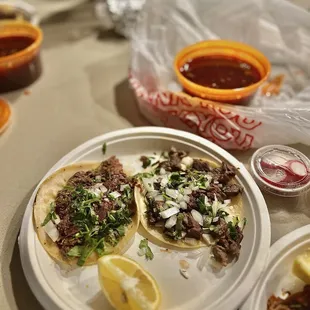 Cabeza Taco (left) &amp; Asada Taco (right) - $3.50 each