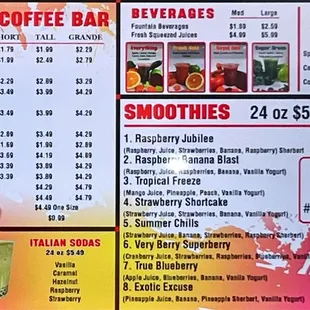 Drinks Menu