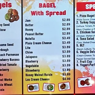 Bagel Menu