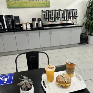 6 Selections of different DELICIOUS coffee choices. Freshly brewed!!! Best coffee I had in a long time.