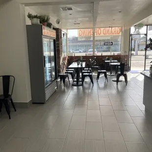 Looking over seating area.