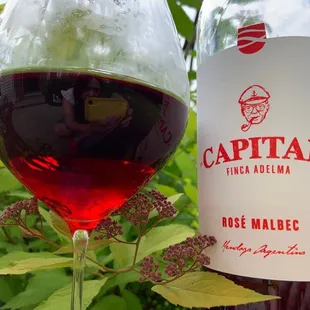 a glass of wine next to a bottle of wine