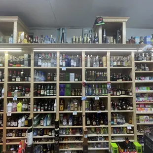 shelves full of alcohol