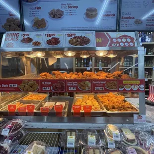 a display of food items