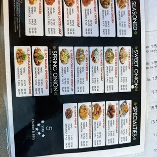 Korean Fried Chicken (KFC) Menu