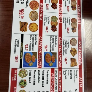New menus and updated price