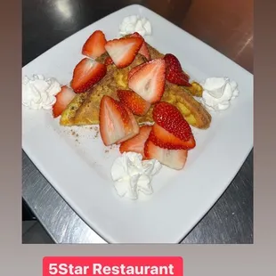 Cinnamon French Toast topped with strawberries