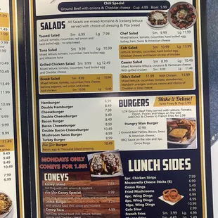 the menu and prices