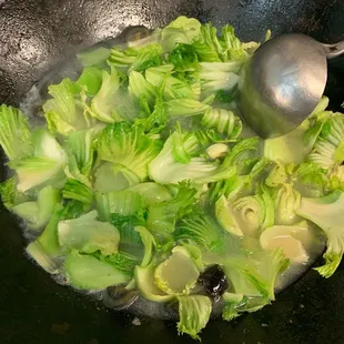 Mustard cabbage purchased earlier.  Washed and cut it into large chunks.