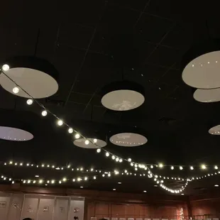 Ceiling with the cafe lights.