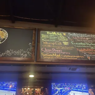 Cocktail menu about the bar