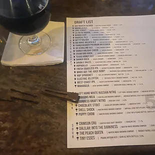 Draft beef menu (ordered the Dalilah: Into the Darkness)