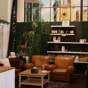 the interior of a coffee shop