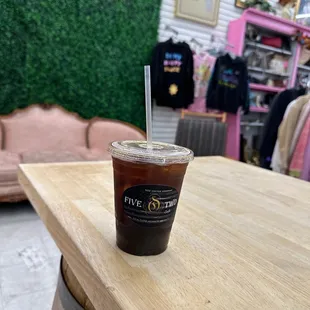 Iced Americano with an extra shot