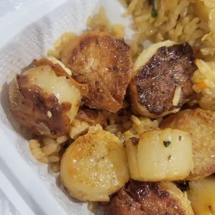 Scallops were overcooked and tasted burnt