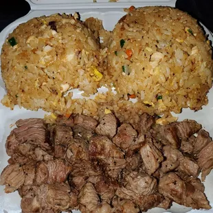 Ribeye steak with double rice