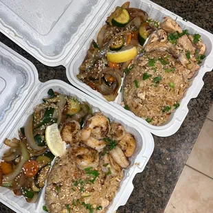 Hibachi chicken and hibachi shrimp with the hibachi chicken rice upgrade!