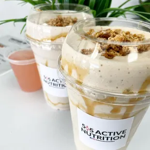 Banana Peanut Protein Shake + Beauty Collagen Booster Shot.  
Happy Friday y'all!