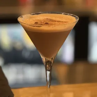 Espresso martini, not too creamy or sweet, very coffee forward and delicious!