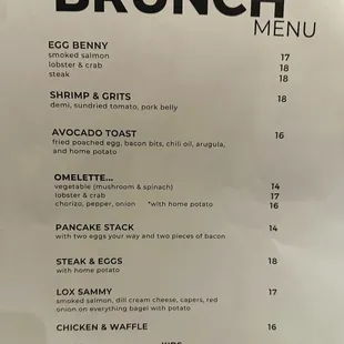 The brunch menu