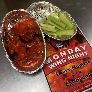 Every Monday night .51 cent wings. Eat in only!