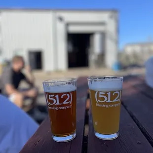 Beer outside on a beautiful day.