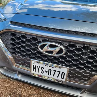 the front grille of a car