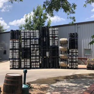stacked barrels of beer