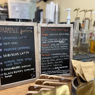 The coffee menu