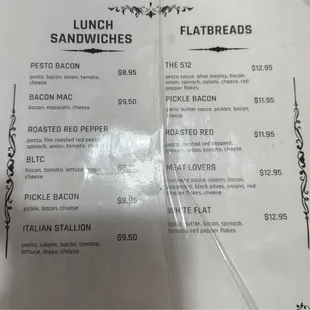 Lunch Menu 2024
