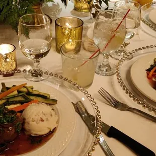 Fillet mignon. Red skin potatoes. Veggies.
