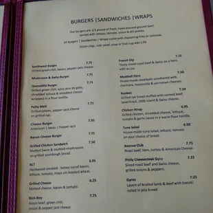 menu