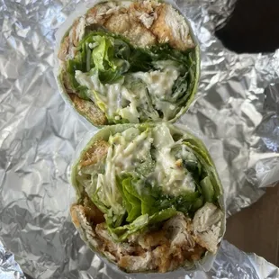 Fried Chicken Caesar Wrap (added croutons)