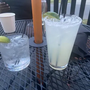 two cocktails on a table