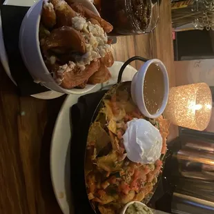 two plates of food on a table