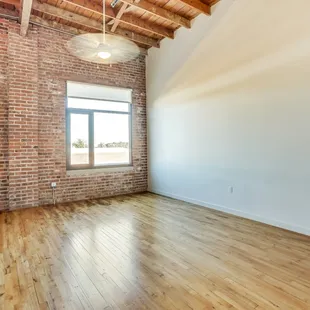 Exposed brick/wood beams