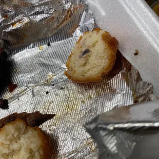 a half eaten piece of bread