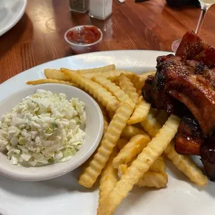 Ribs Fries and Coleslaw