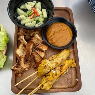 grilled chicken skewers with dipping sauce