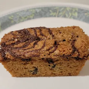 GF Chocolate Banana Bread, Mini Loaf from Cake Monkey Bakery - Size of your hand. Small and perfect size! Really good too!