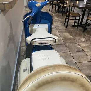 Scooter inside the restaurant